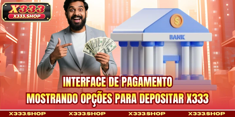 Interface de pagamento mostrando opções para depositar X333