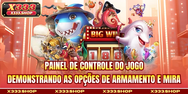 Painel de controle do jogo demonstrando as opções de armamento e mira